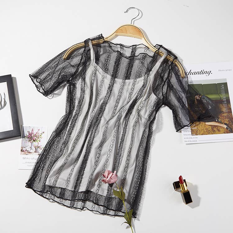 Sheer Mesh Lace Top