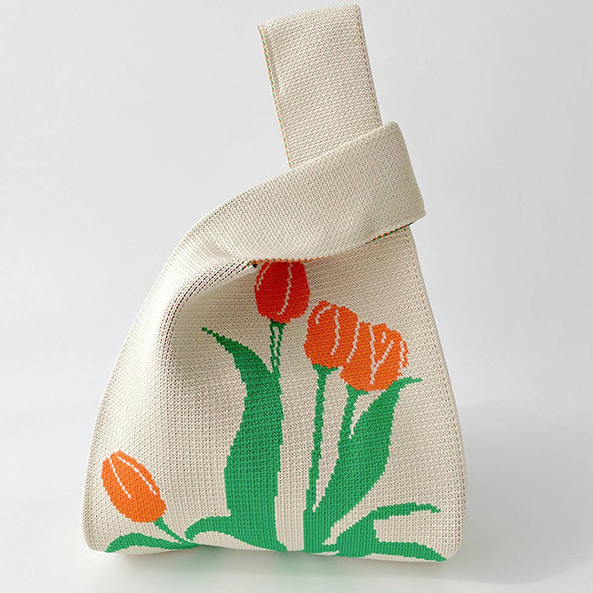 WOMEN FLORAL KNITTED SHOULDER HANDBAG