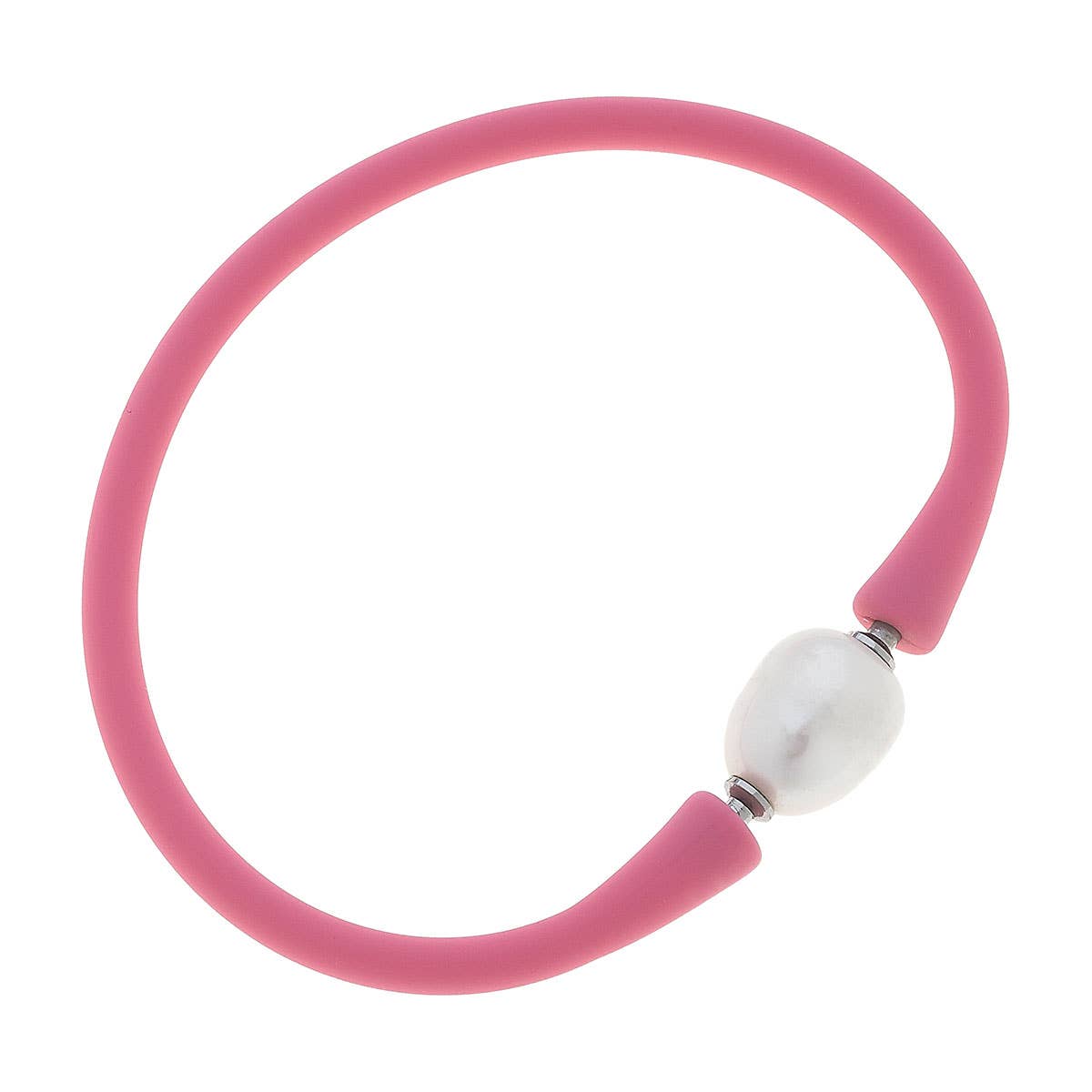 Bali Freshwater Pearl Silicone Bracelet-coral