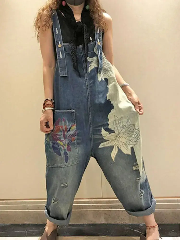 Denim Luxury Bleached Overall Jumpsuit