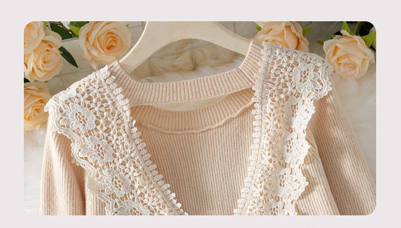 Lace Backless Knit Sweater Top