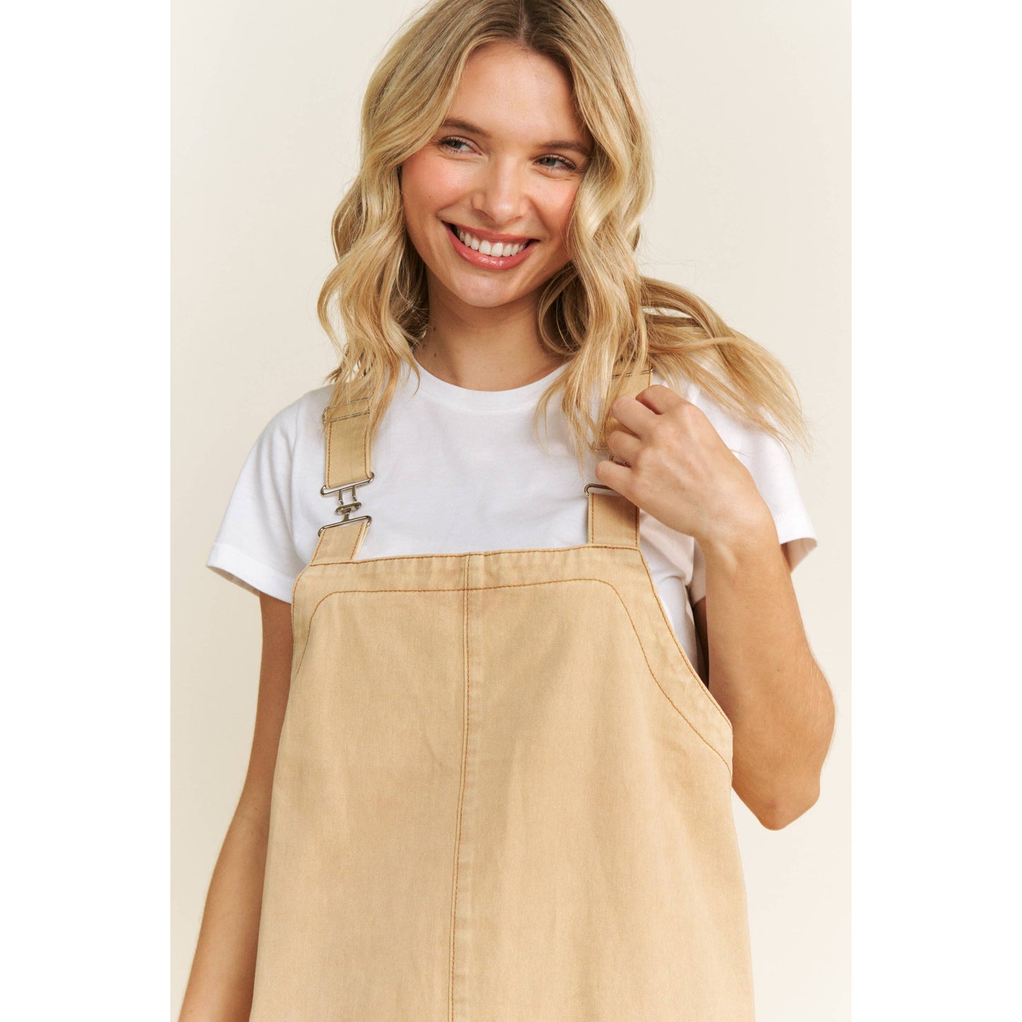 VINTAGE WASHING DENIM OVERALL MINI DRESS SKIRT