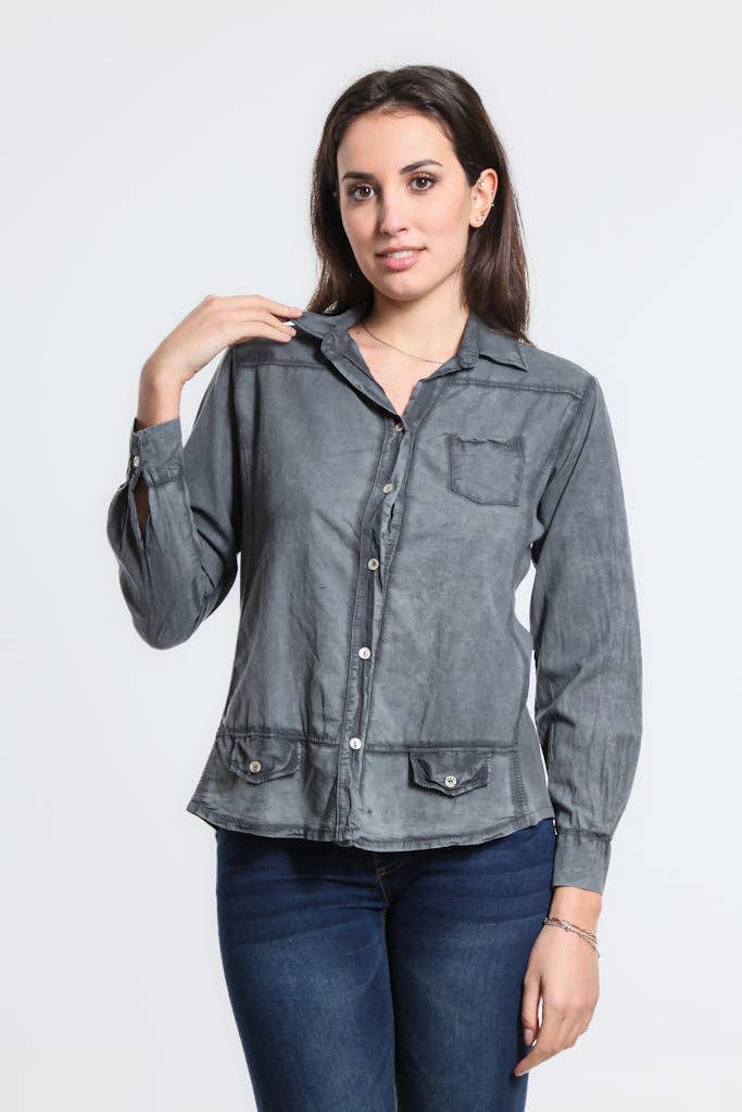 Ryder Button Front Tab Pocket Top
