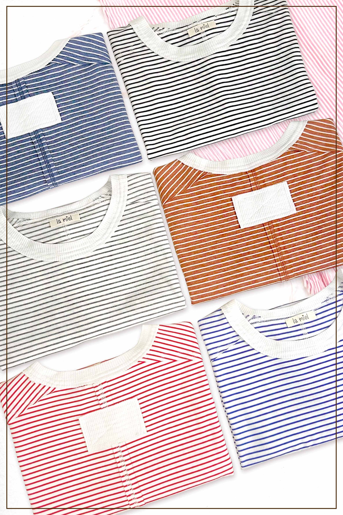 Basic Striped Drop Shoulder Short Sleeves Top