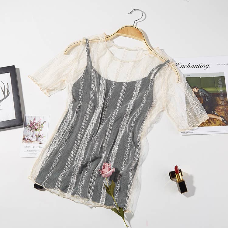 Sheer Mesh Lace Top