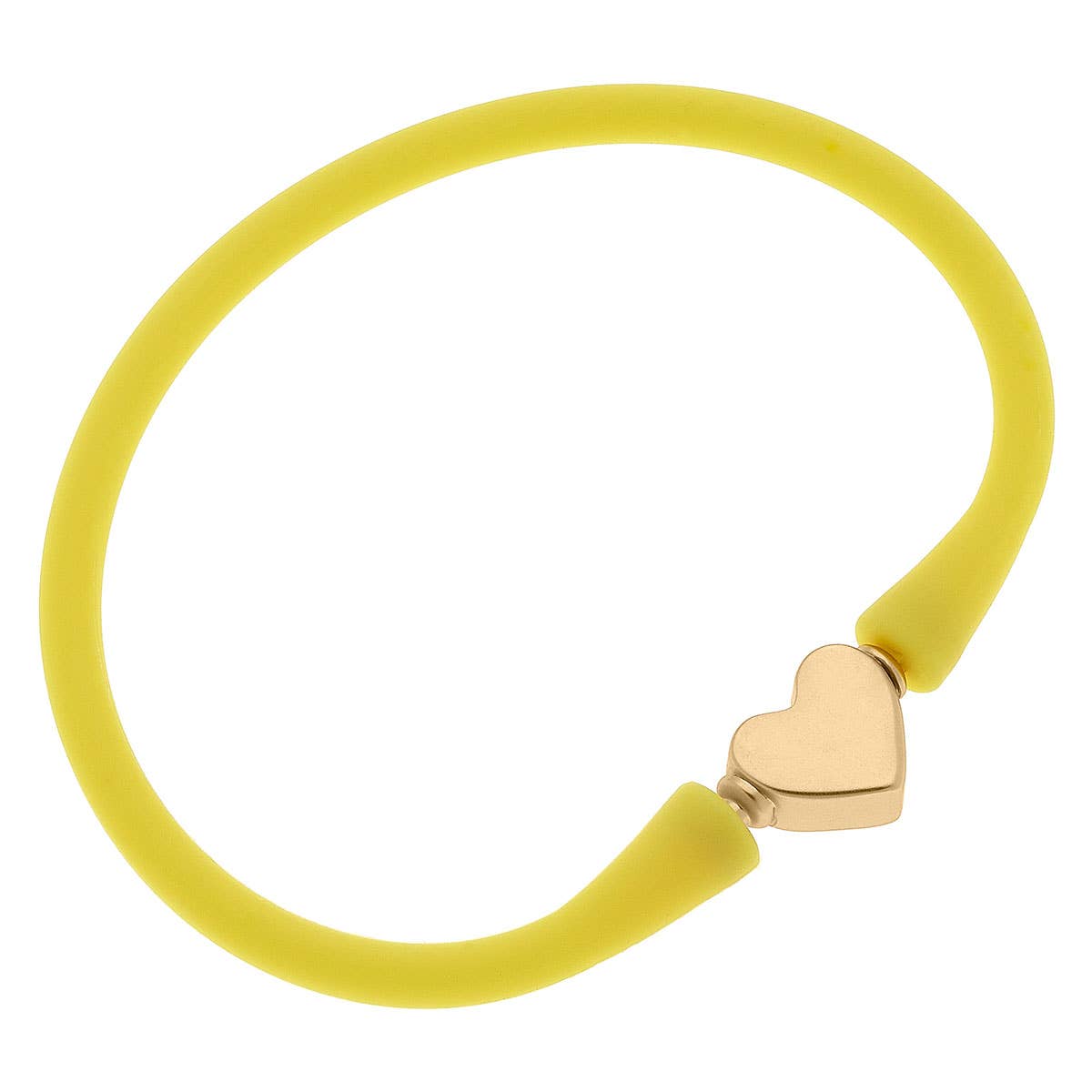 Bali 24K Gold Plated Heart Bead Silicone Bracelet