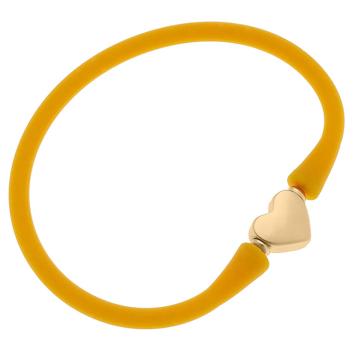 Bali 24K Gold Plated Heart Bead Silicone Bracelet