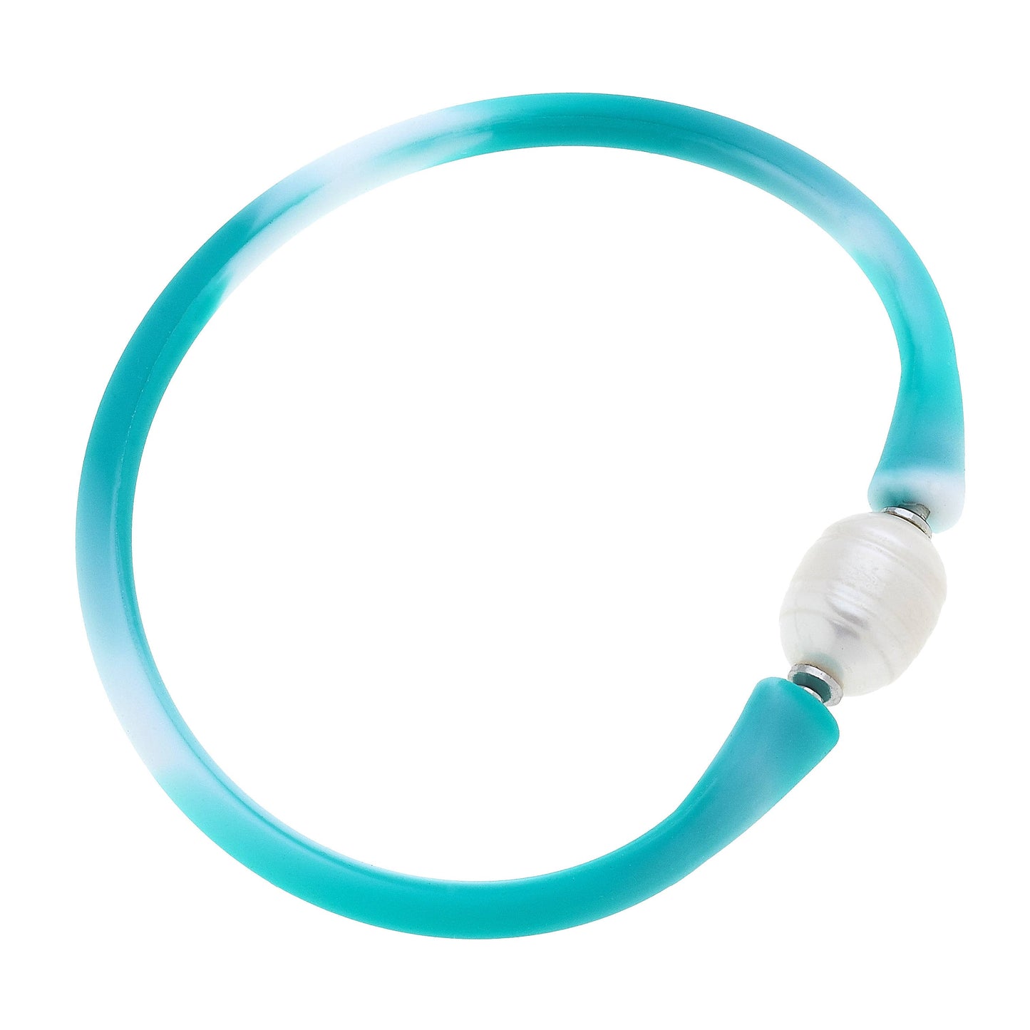 Bali Freshwater Pearl Silicone Bracelet-coral