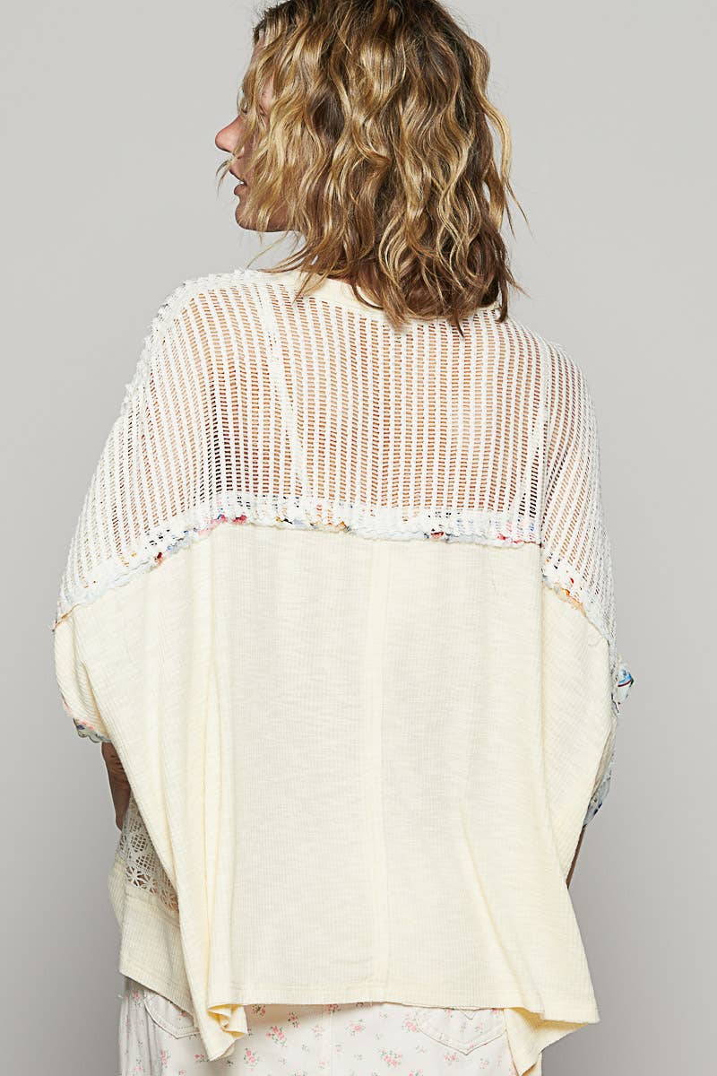 Round neck sleeveless floral pattern rib knit top