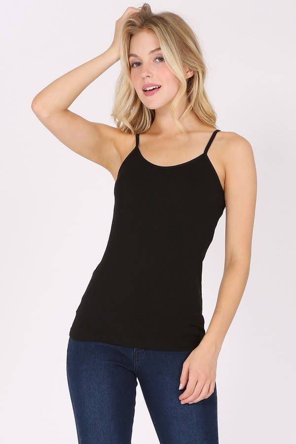 Basic cotton spandex camisole spaghetti strap tank top