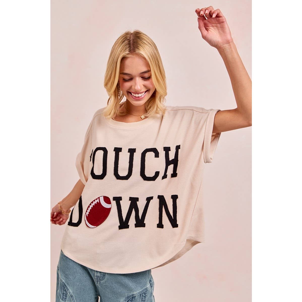 Gameday Touchdown Letter Patches Waffle Short Top