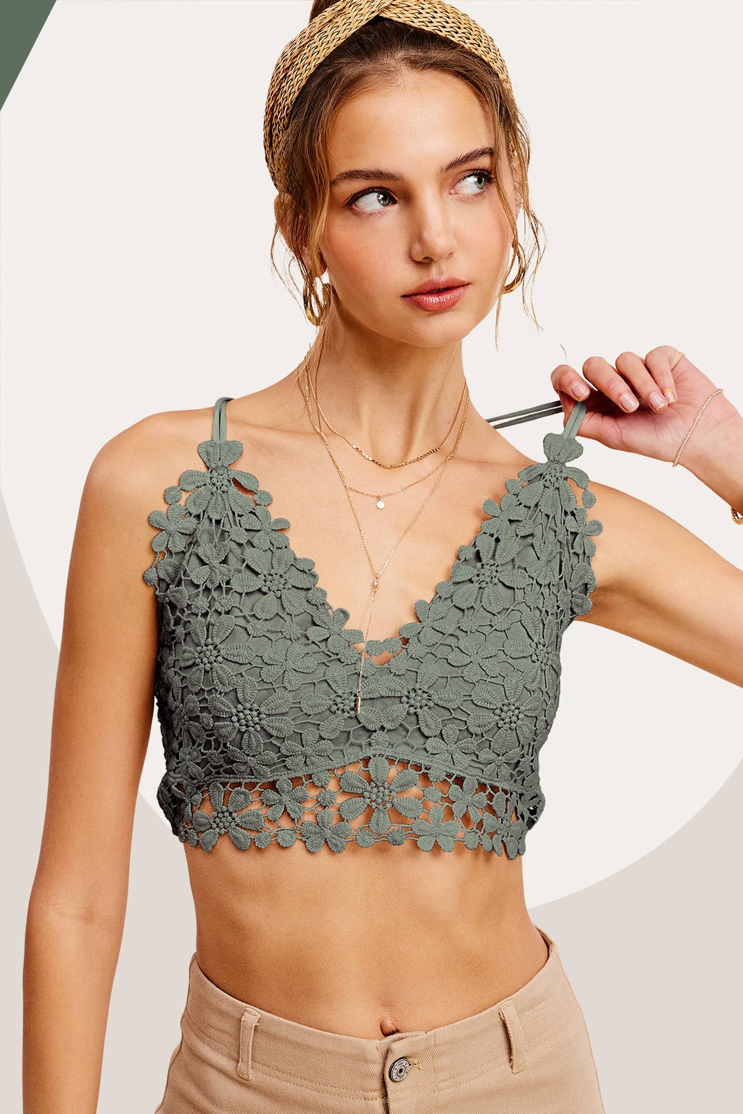 Stylish Floral Crochet Lace Bralette Top