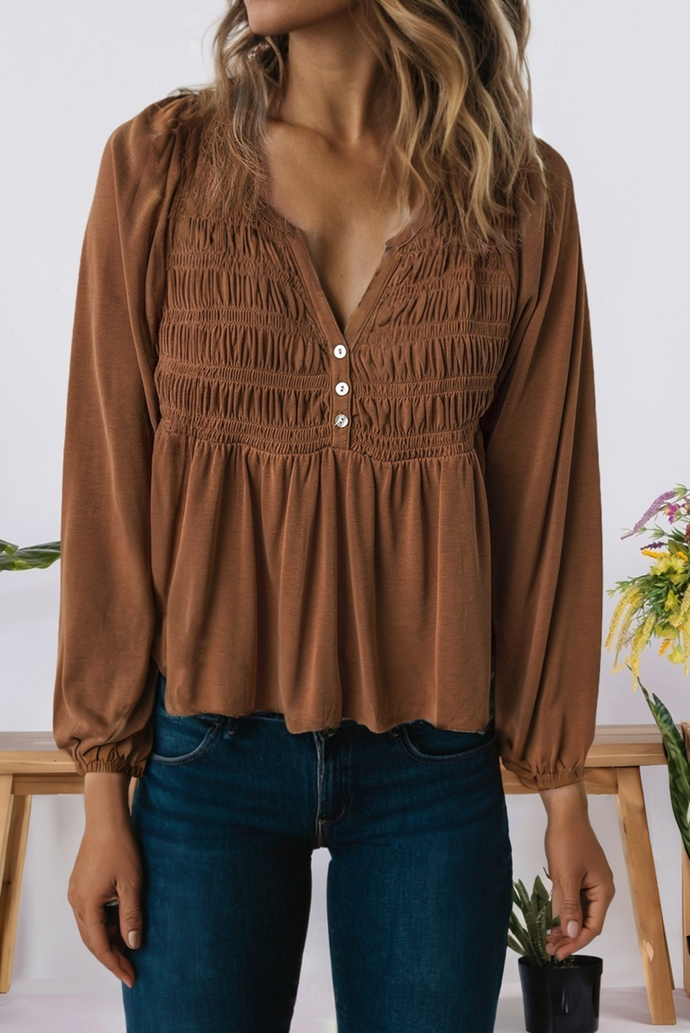 V Neck Flow Fit Blouse