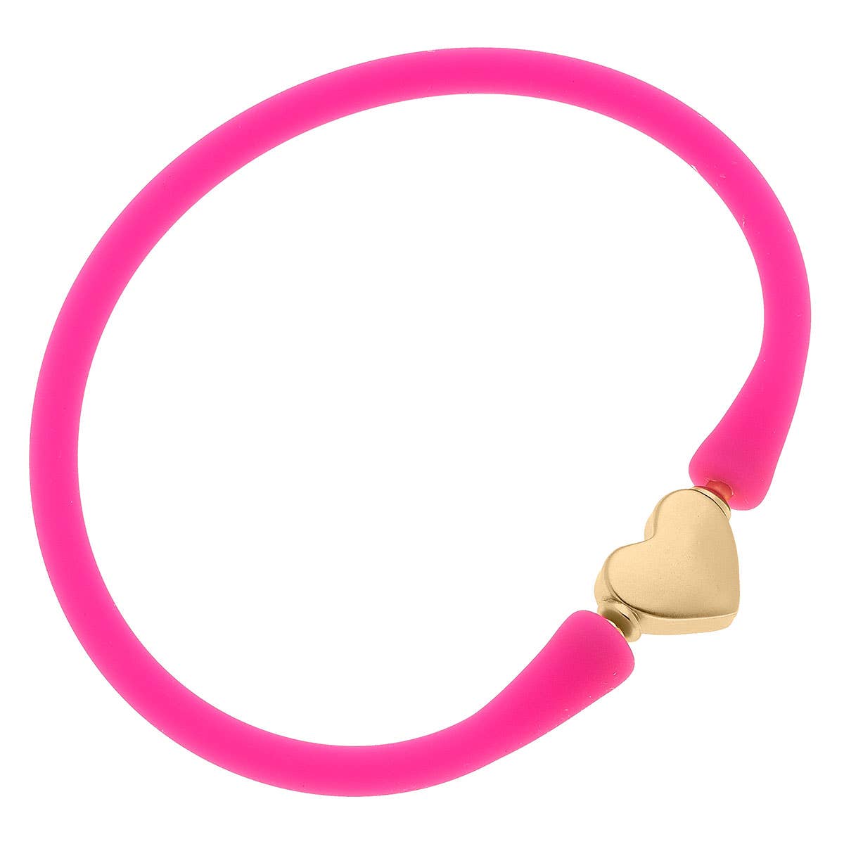 Bali 24K Gold Plated Heart Bead Silicone Bracelet