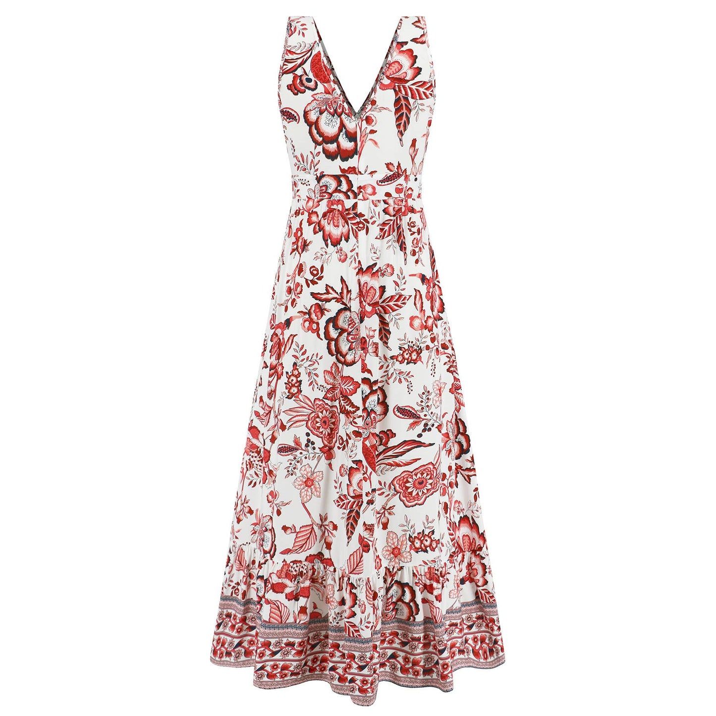 Sexy V Neck Floral Slim Fit Elegant Maxi Dress