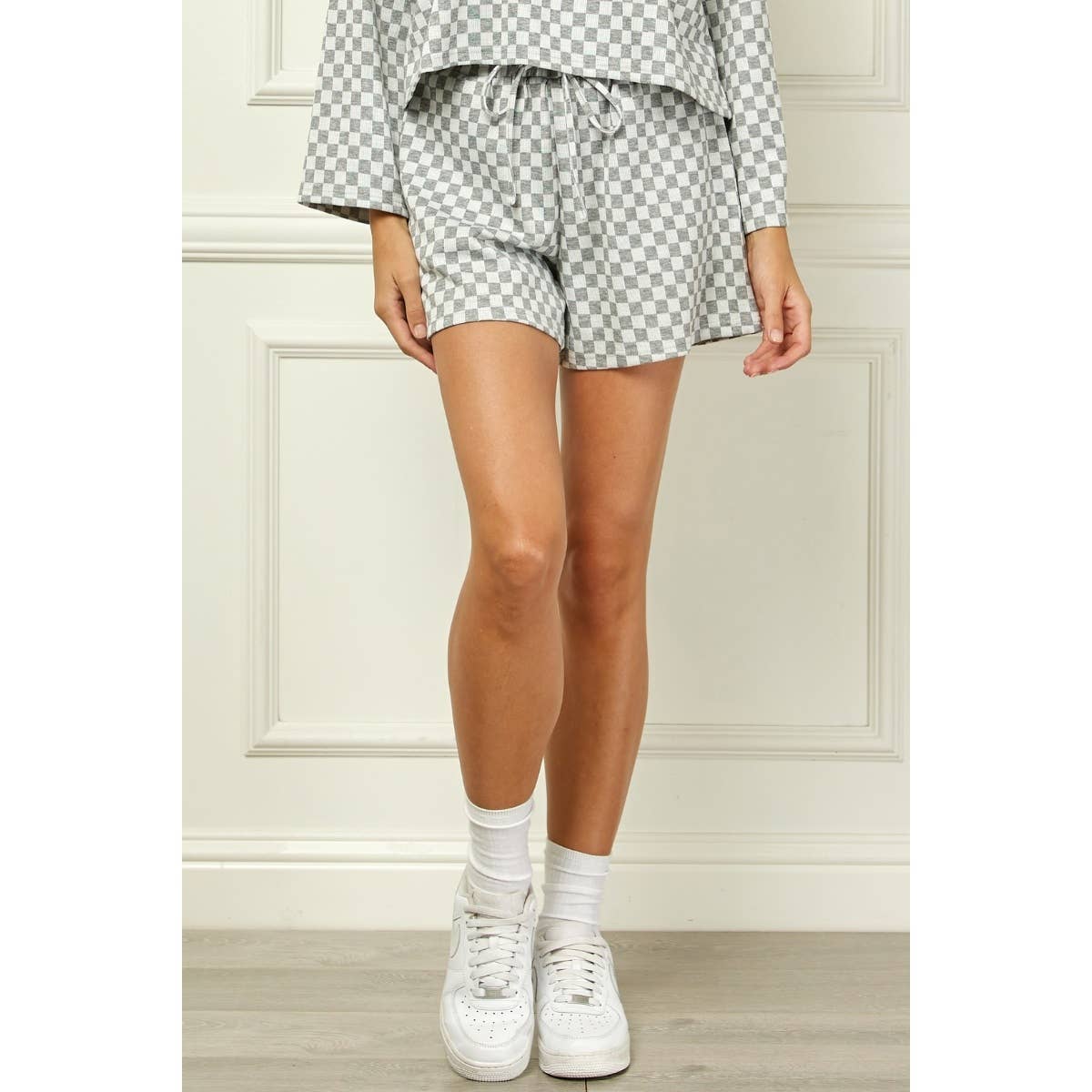 Checker Jersey Drawstring Short