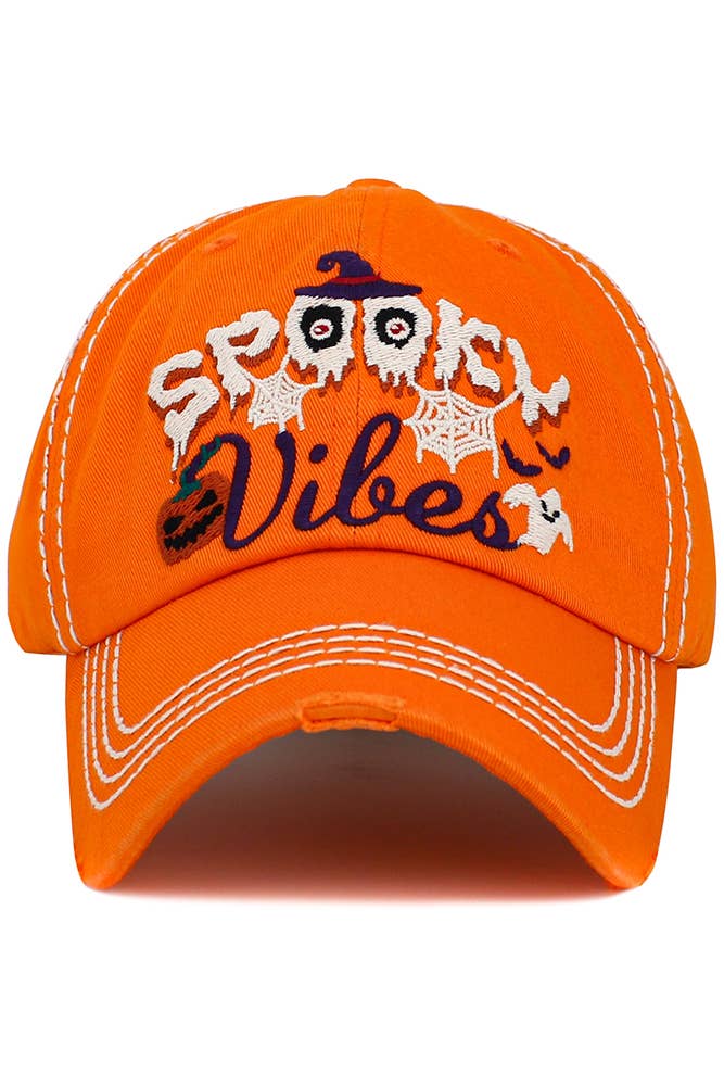 SPOOKY Halloween Washed Vintage Baseball Cap