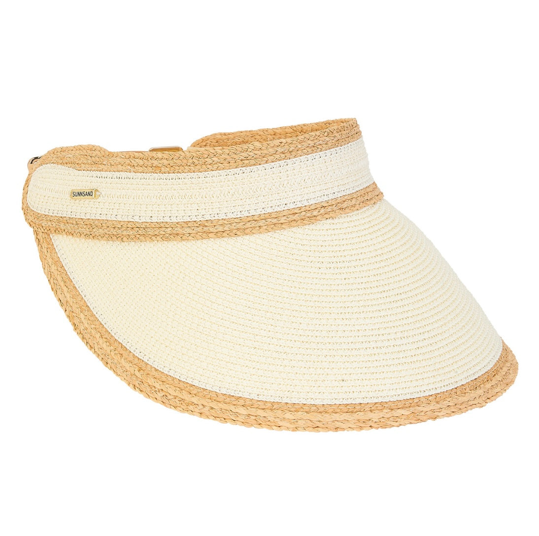 IVORY, RAFFIA-PAPERBRAID VISOR