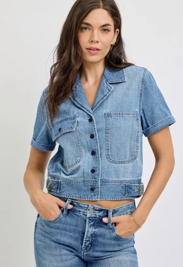 SHORT SLEEVE DENIM SHIRT