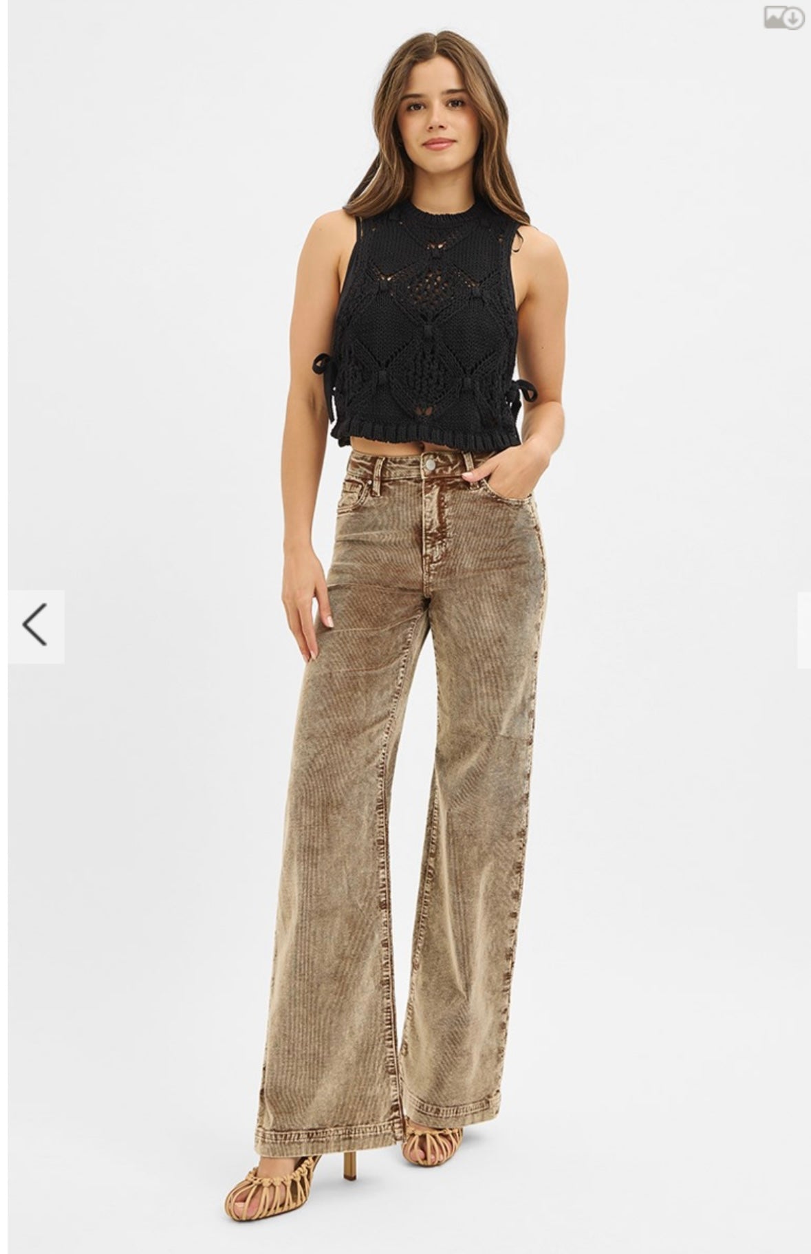RISEN HIGH RISE WIDE LEG COURDUROY PANTS
