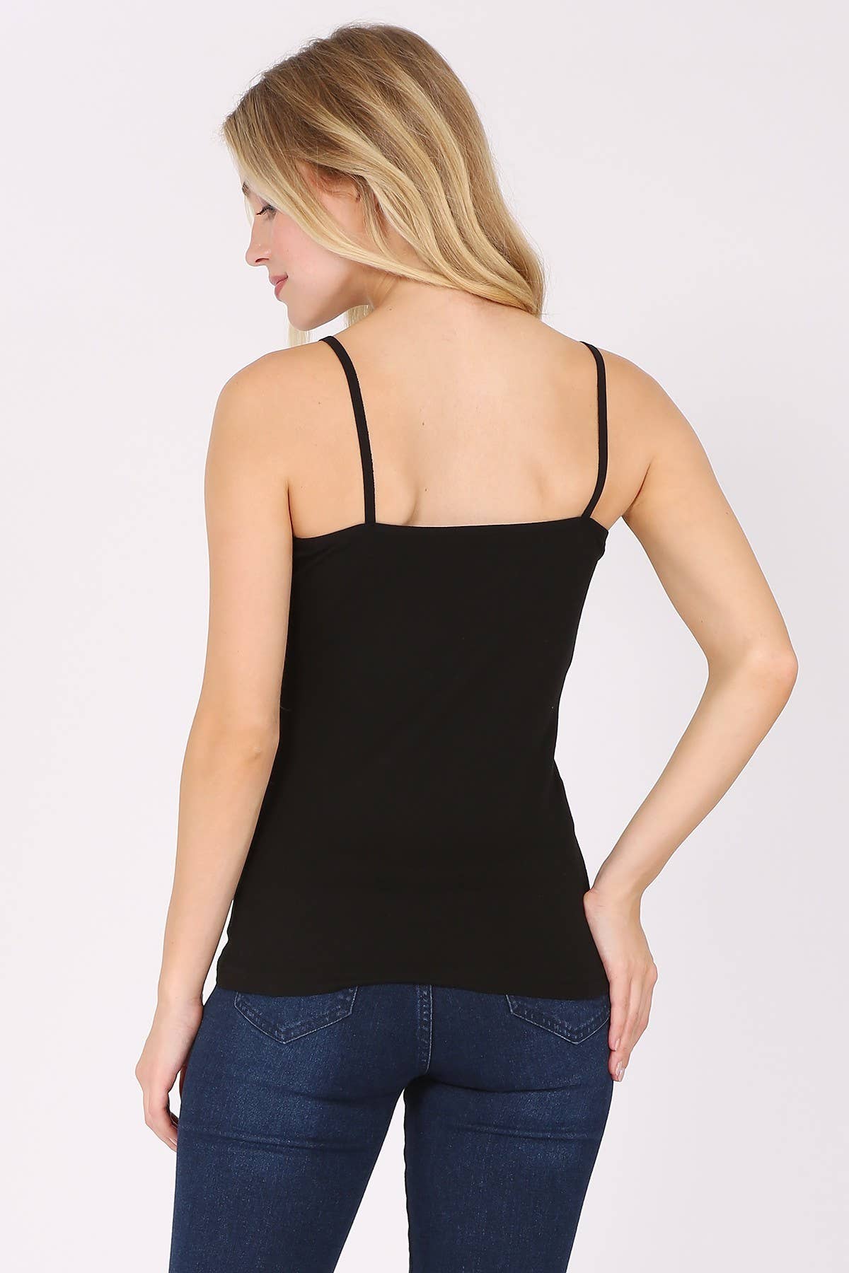 Basic cotton spandex camisole spaghetti strap tank top
