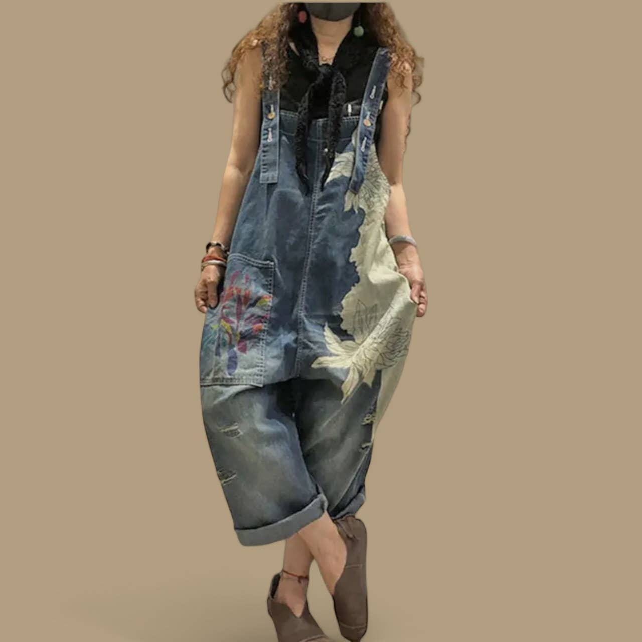 Denim Luxury Bleached Overall Jumpsuit