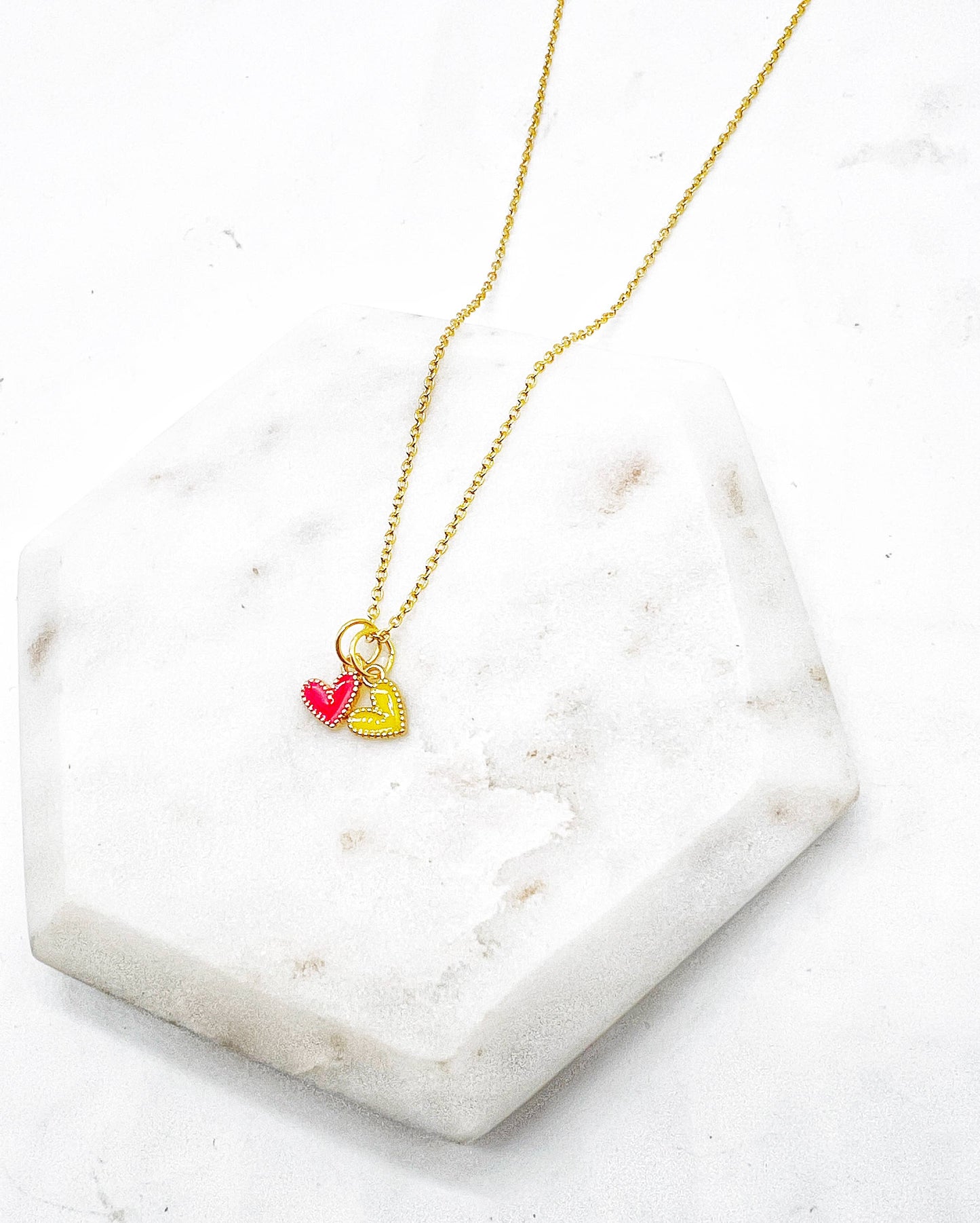 Red Yellow Chiefs Heart KC Charm Necklace Kansas City