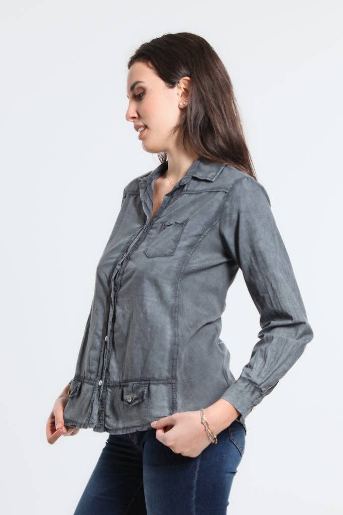 Ryder Button Front Tab Pocket Top