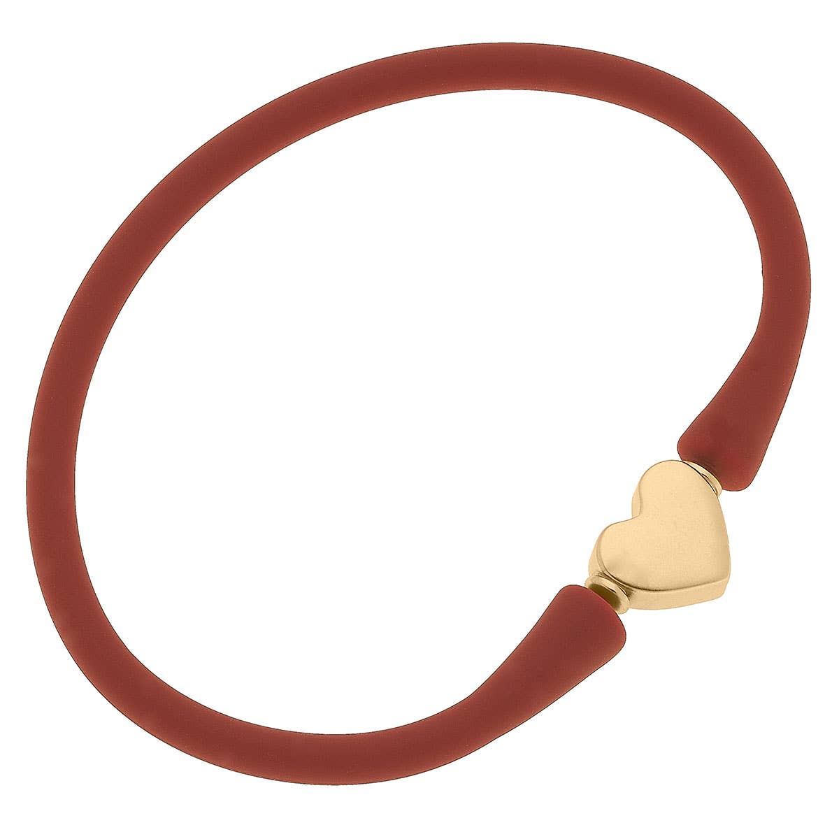 Bali 24K Gold Plated Heart Bead Silicone Bracelet