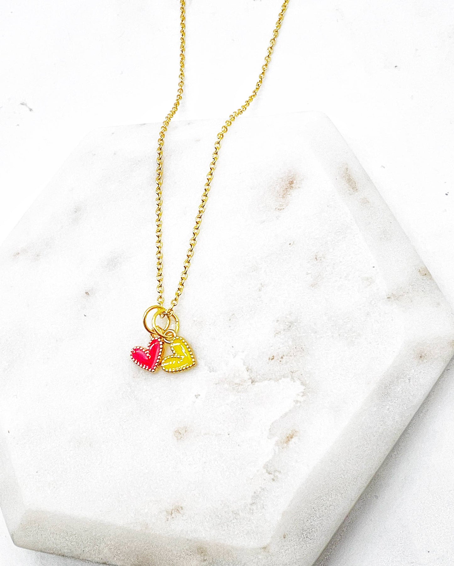 Red Yellow Chiefs Heart KC Charm Necklace Kansas City