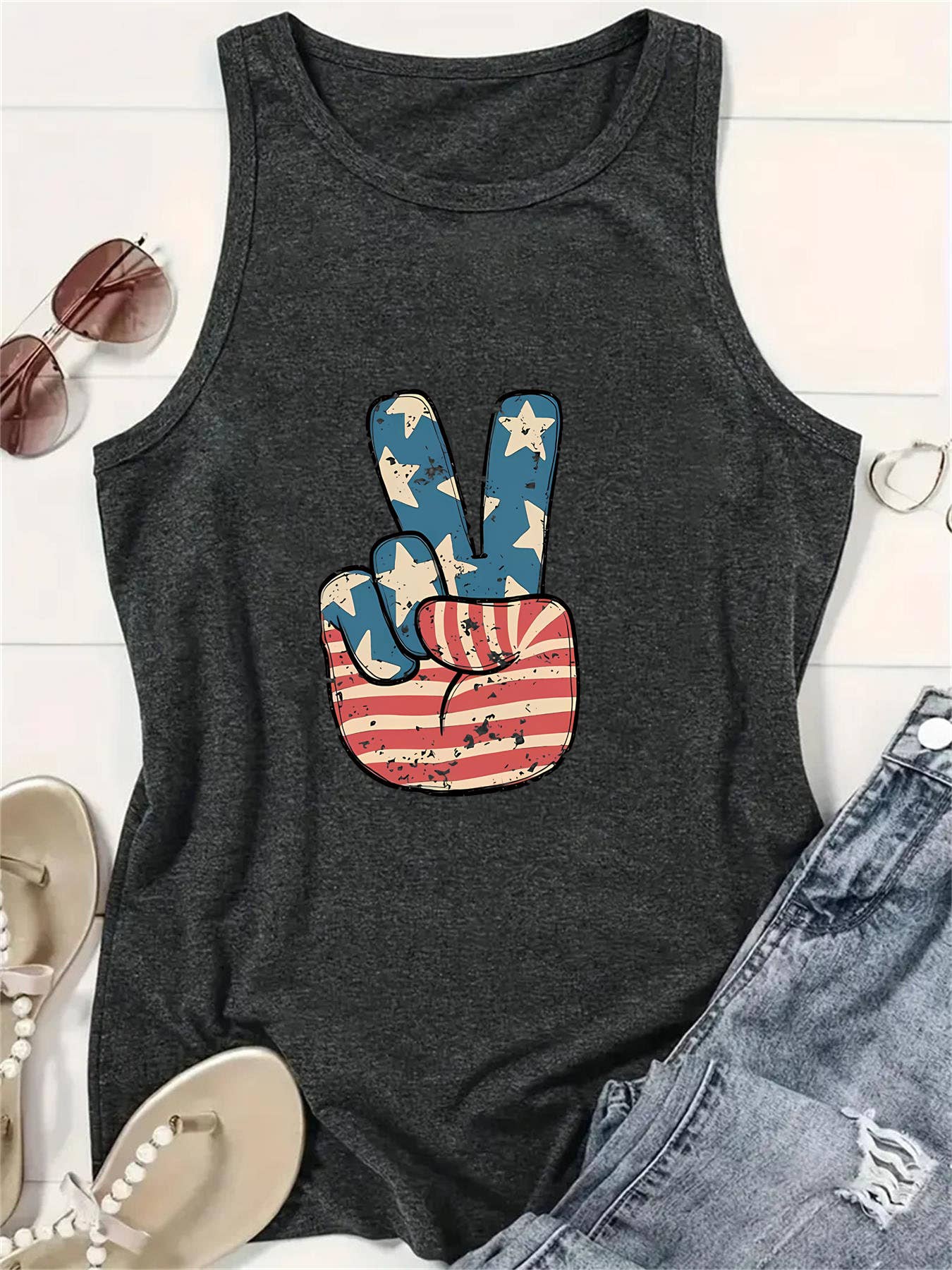 Peace Sign With American Flag Tank Top