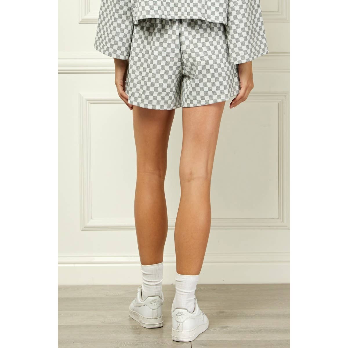 Checker Jersey Drawstring Short