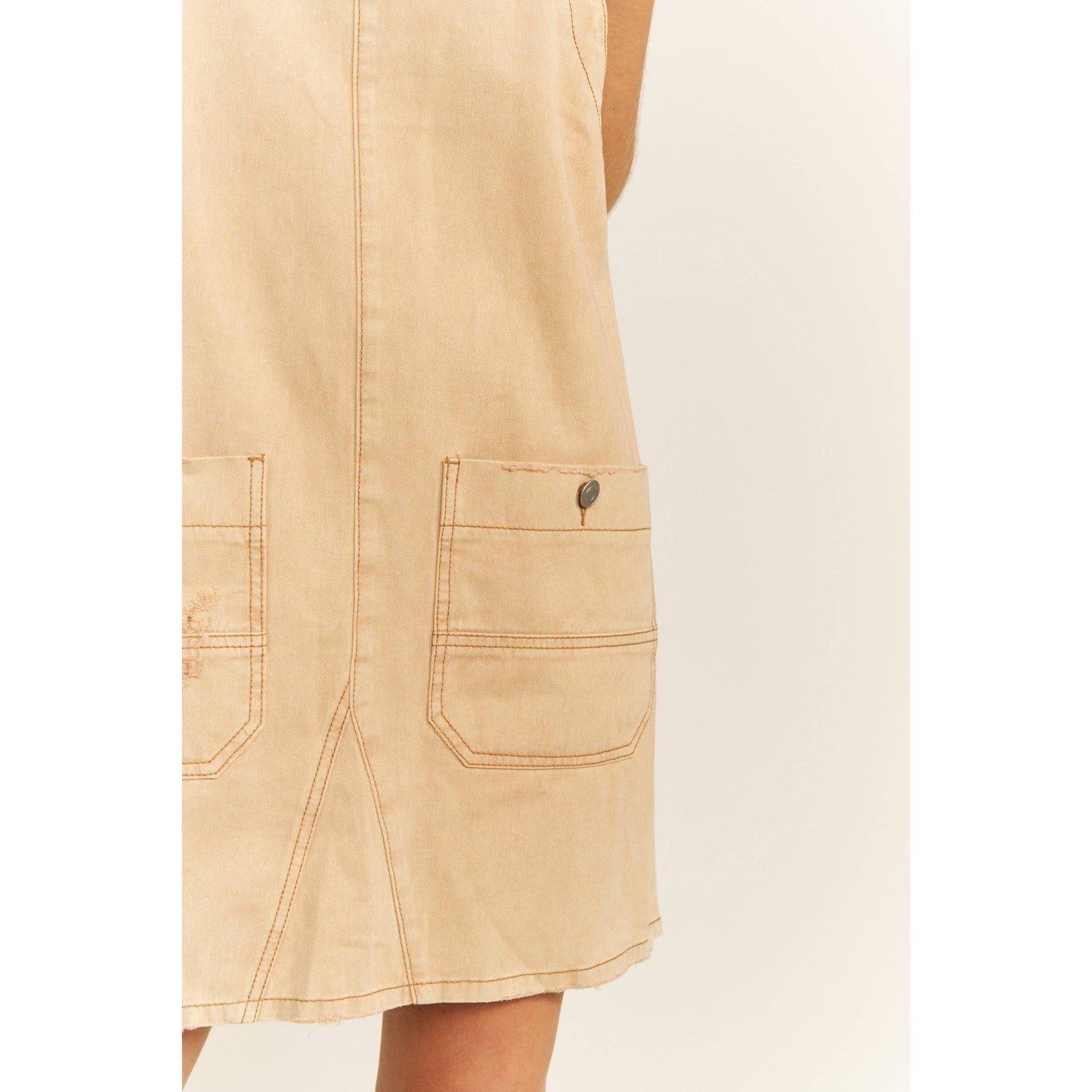 VINTAGE WASHING DENIM OVERALL MINI DRESS SKIRT