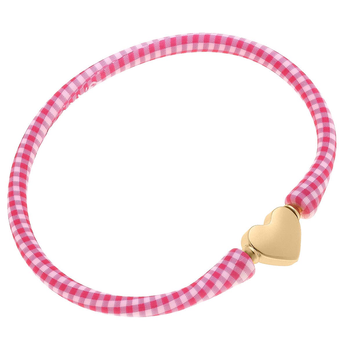 Bali 24K Gold Plated Heart Bead Silicone Bracelet