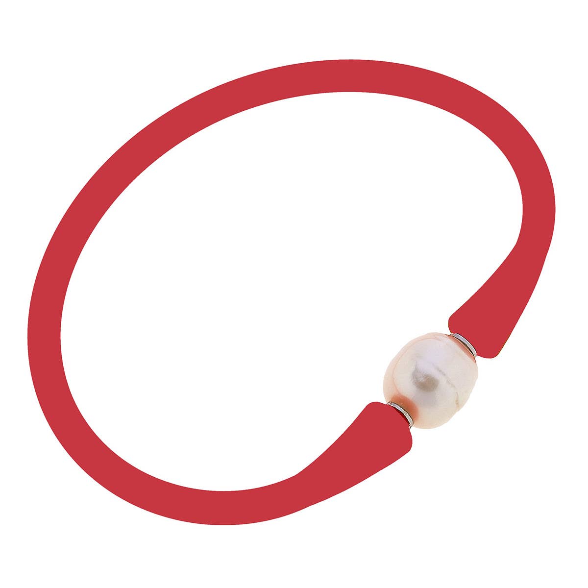 Bali Freshwater Pearl Silicone Bracelet-coral