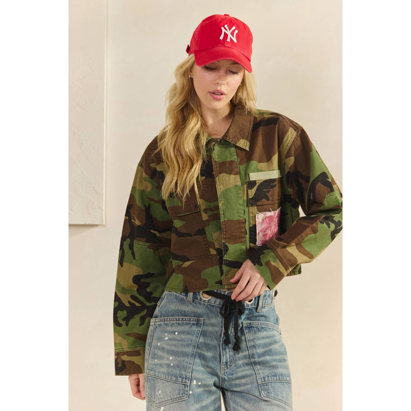 Camo Sequins Contrast Jacket