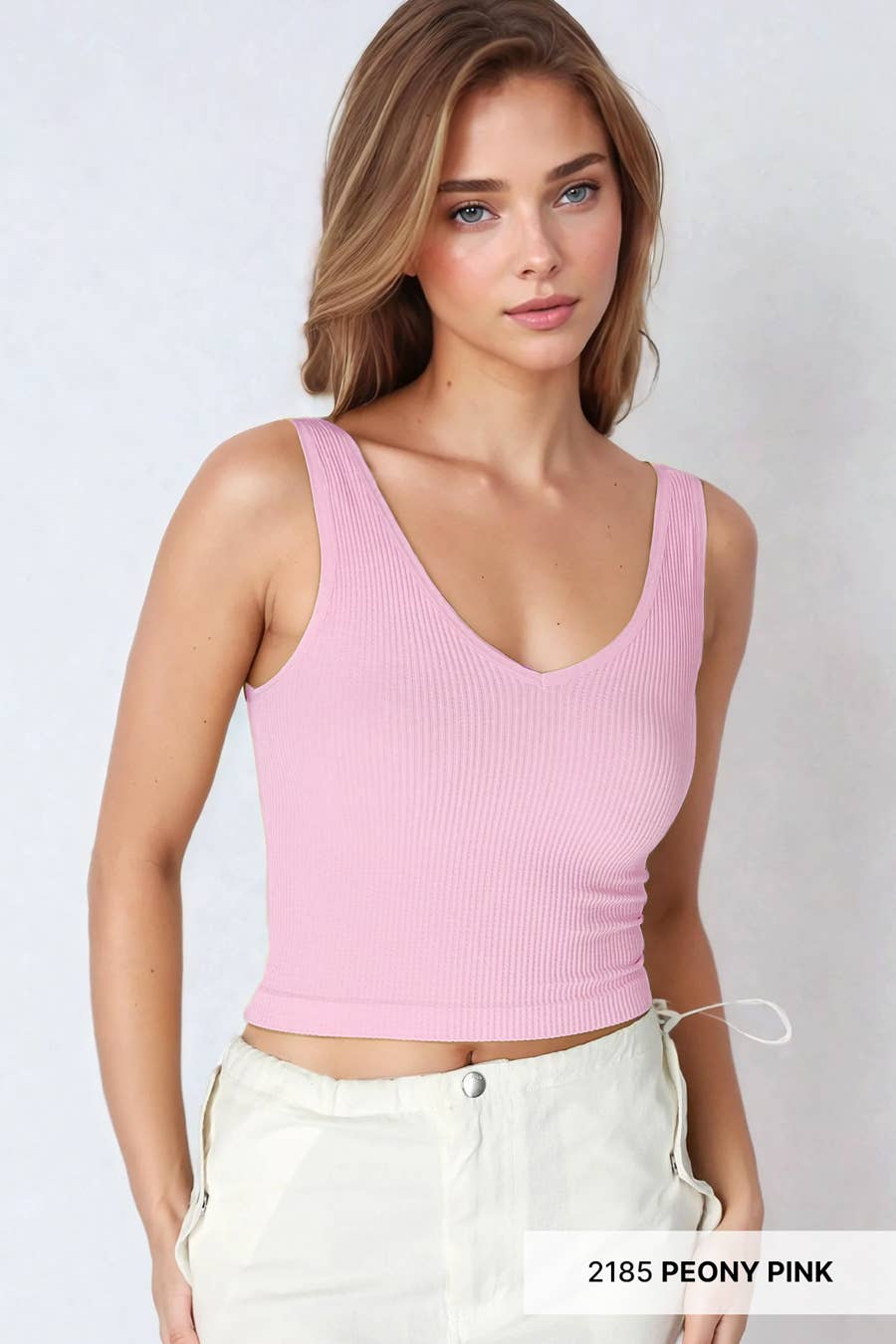 V Neck Ribbed Crop Top