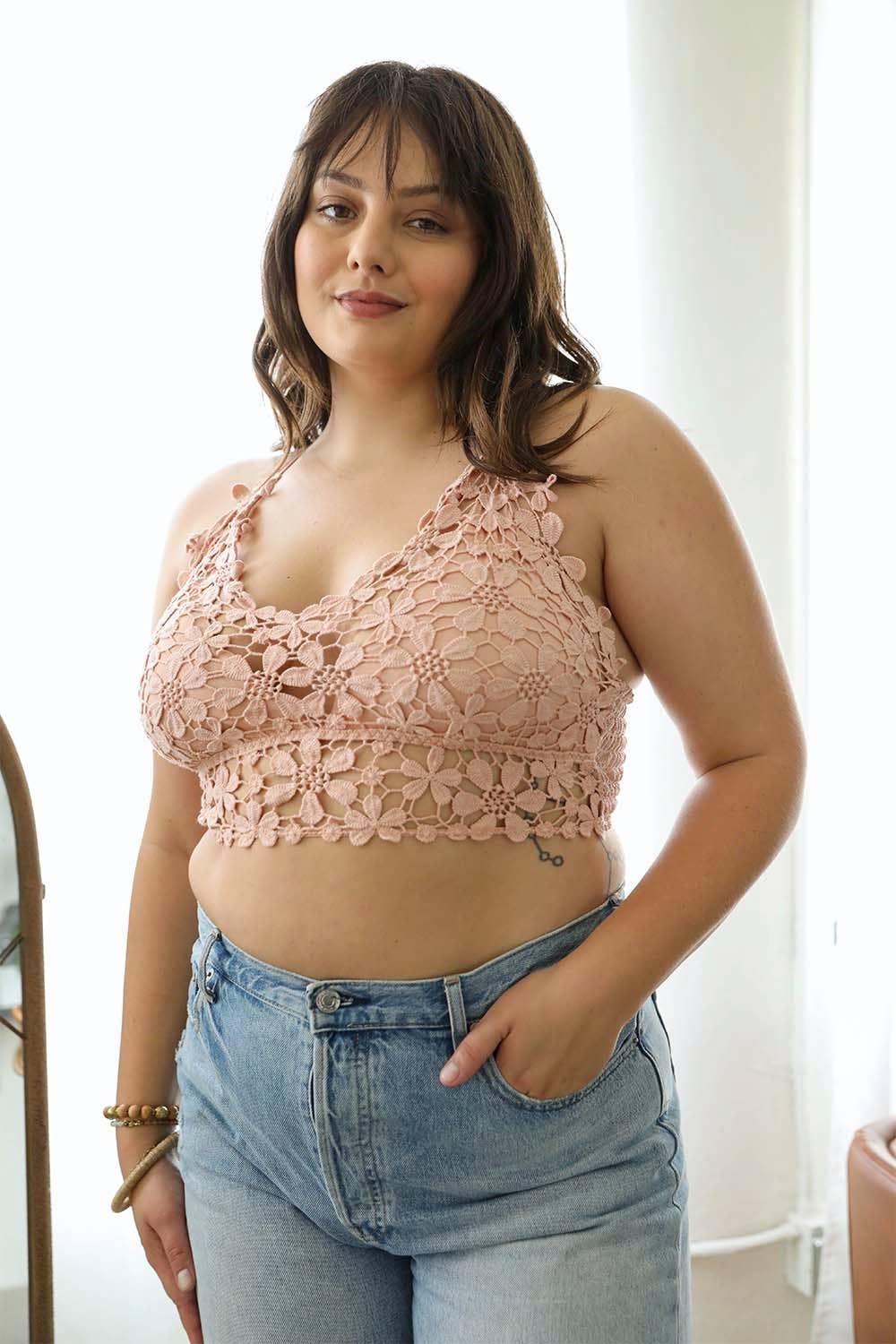 Crochet Daisy Longline Bralette Plus