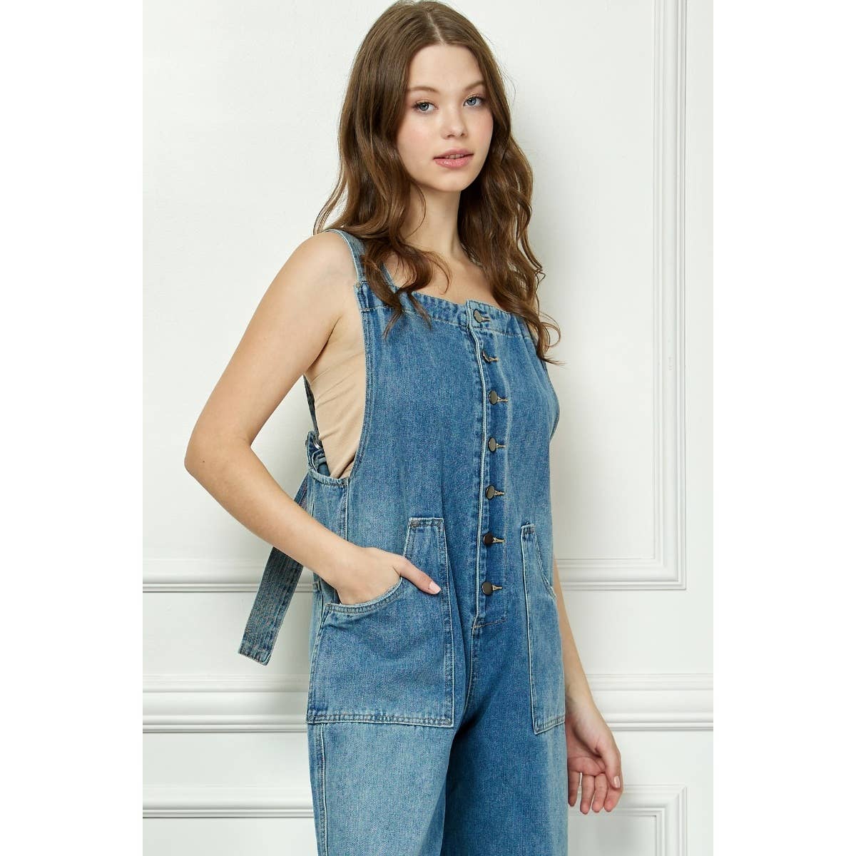 Denim Multi Button Fatigue Overall