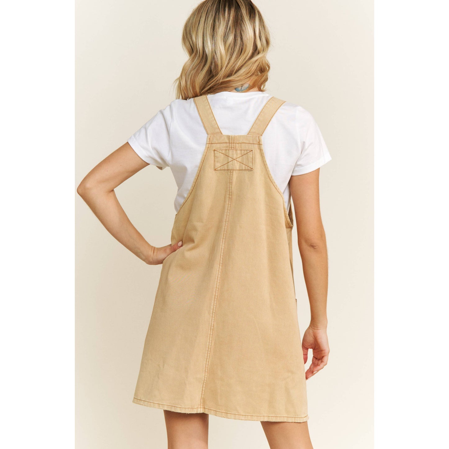 VINTAGE WASHING DENIM OVERALL MINI DRESS SKIRT