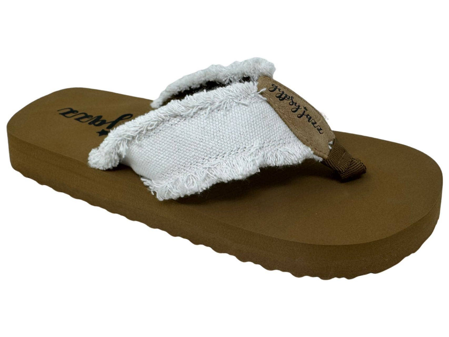 Very G Flip Flop with frayed fabric strap