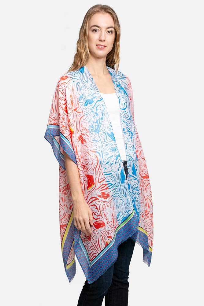 WAVEY MIXED PRINT KIMONO