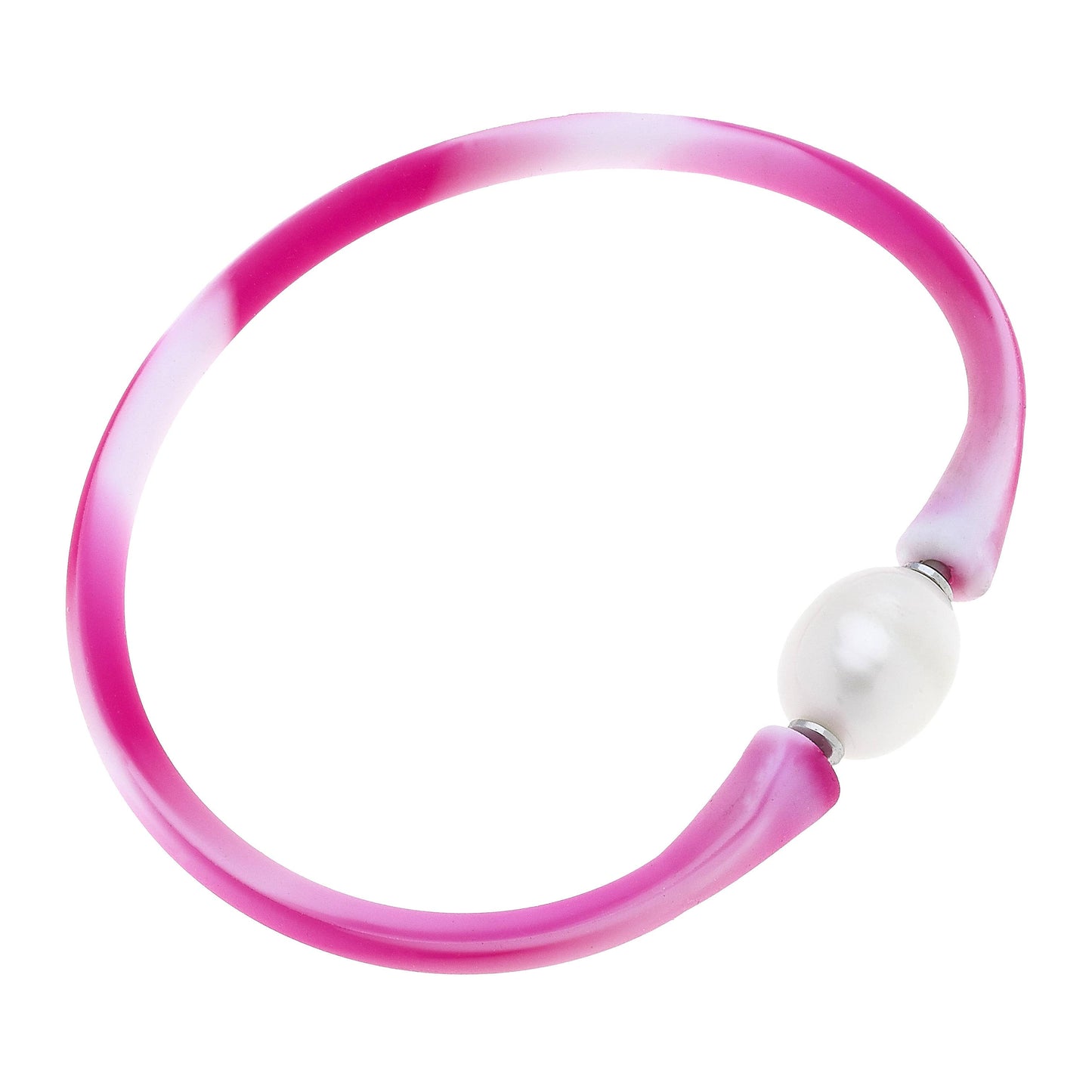 Bali Freshwater Pearl Silicone Bracelet-coral