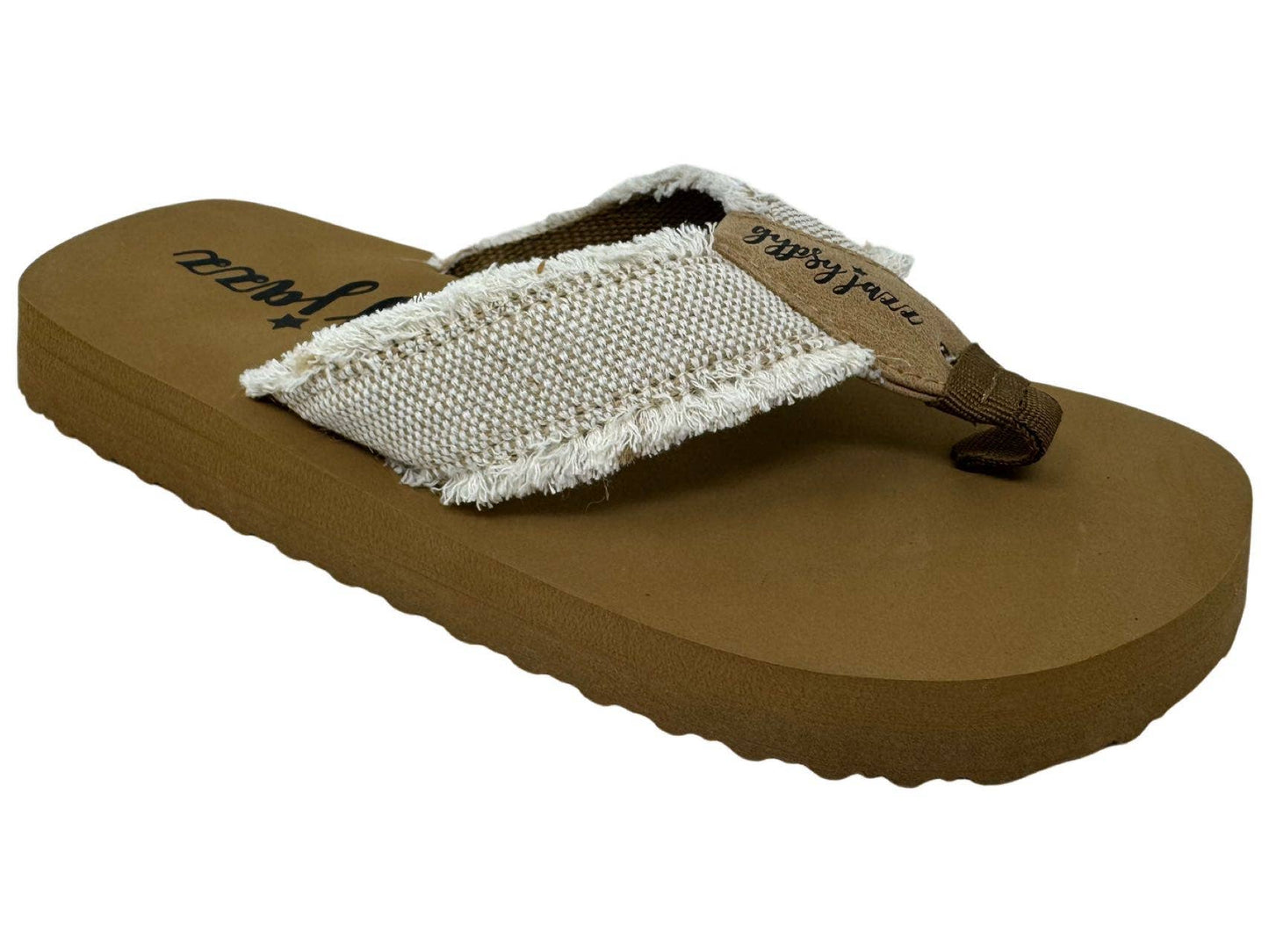 Very G Flip Flop with frayed fabric strap