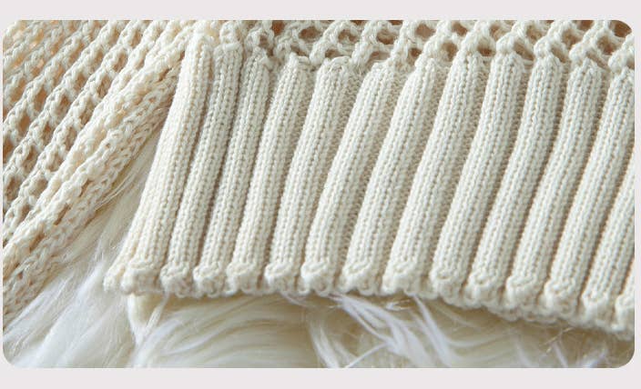 Zip Neck Hollow Out Knit Pullover Sweater