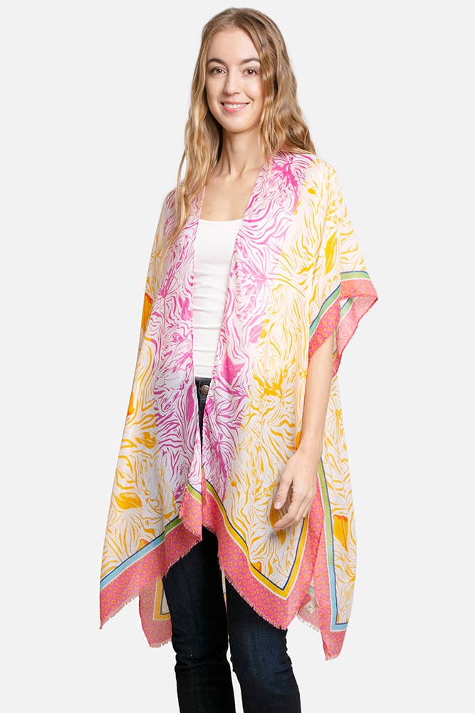 WAVEY MIXED PRINT KIMONO