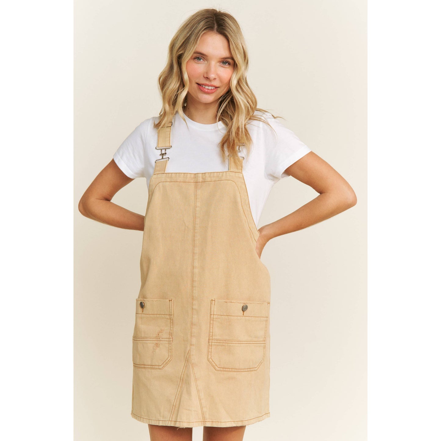 VINTAGE WASHING DENIM OVERALL MINI DRESS SKIRT