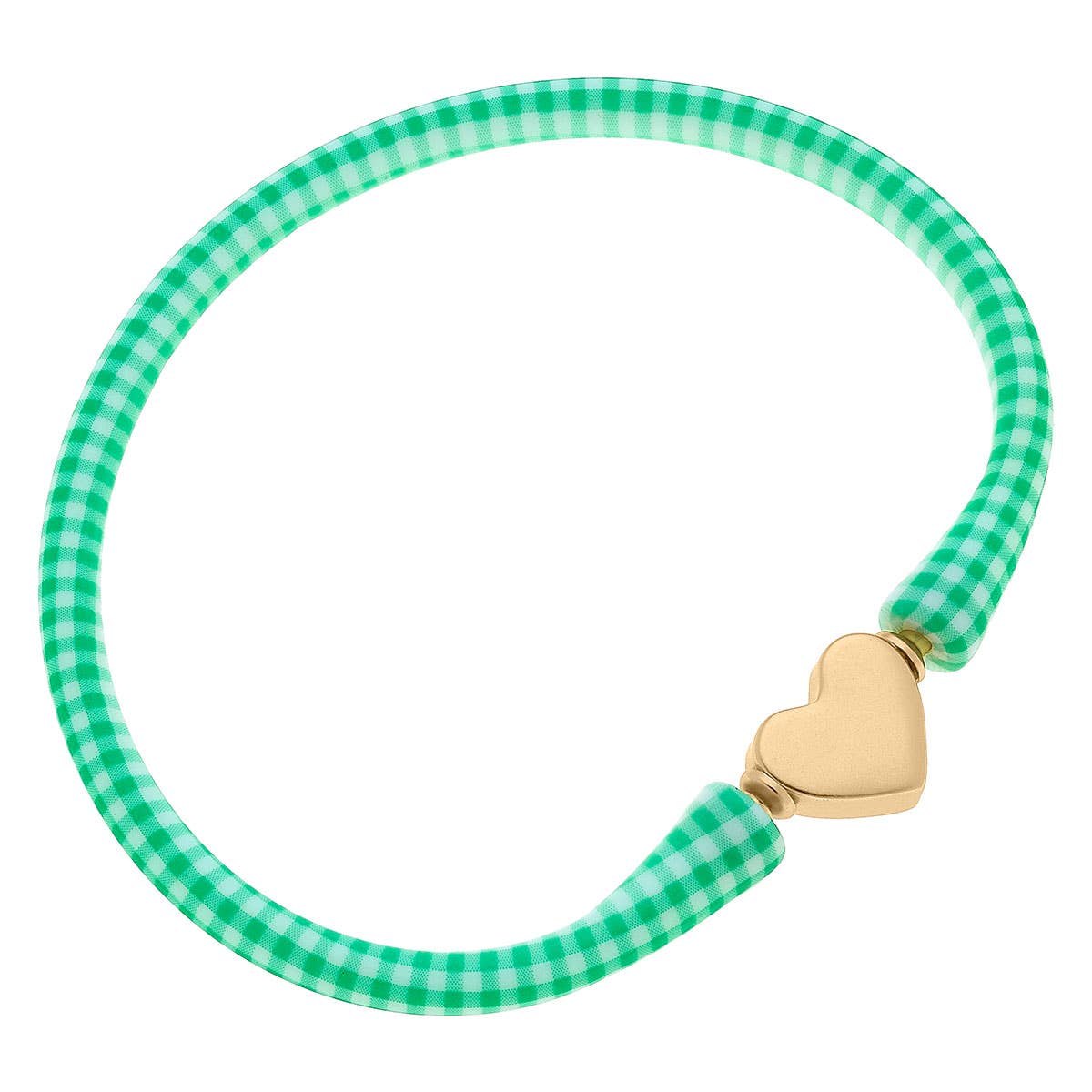 Bali 24K Gold Plated Heart Bead Silicone Bracelet