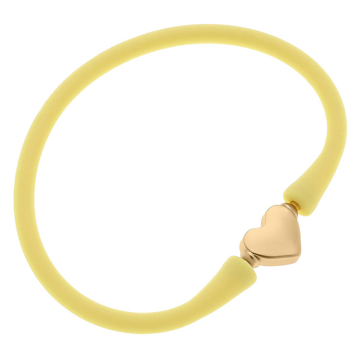 Bali 24K Gold Plated Heart Bead Silicone Bracelet