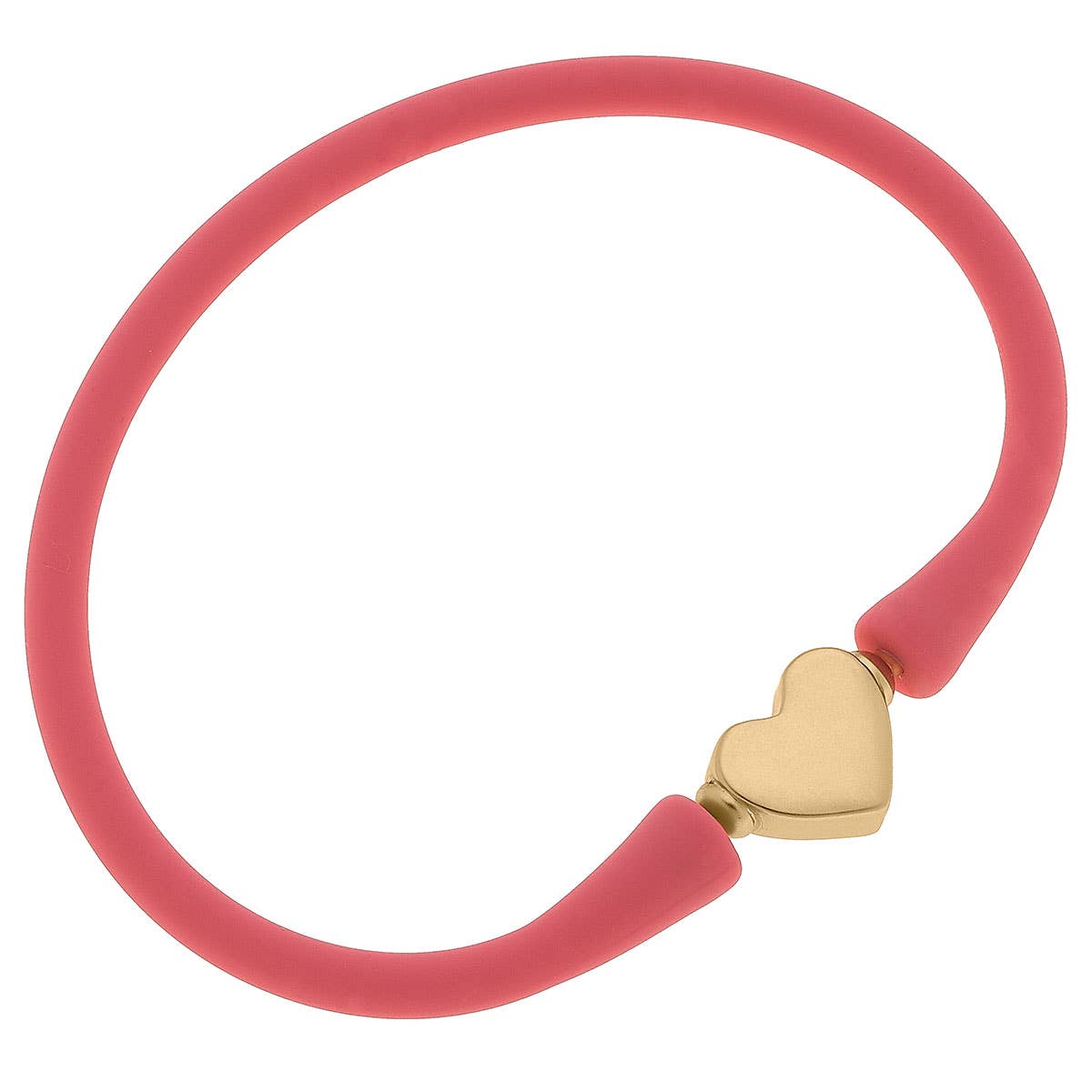 Bali 24K Gold Plated Heart Bead Silicone Bracelet